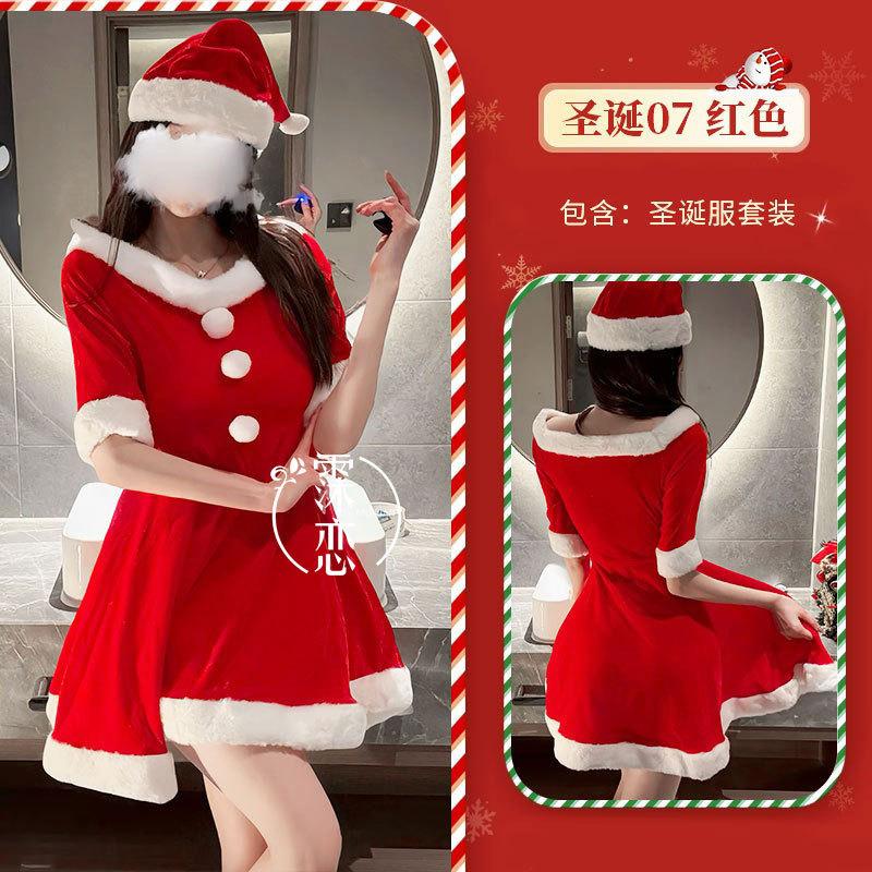 Christmas cos uniform sexy lingerie velvet, couple sexy new red mood suit