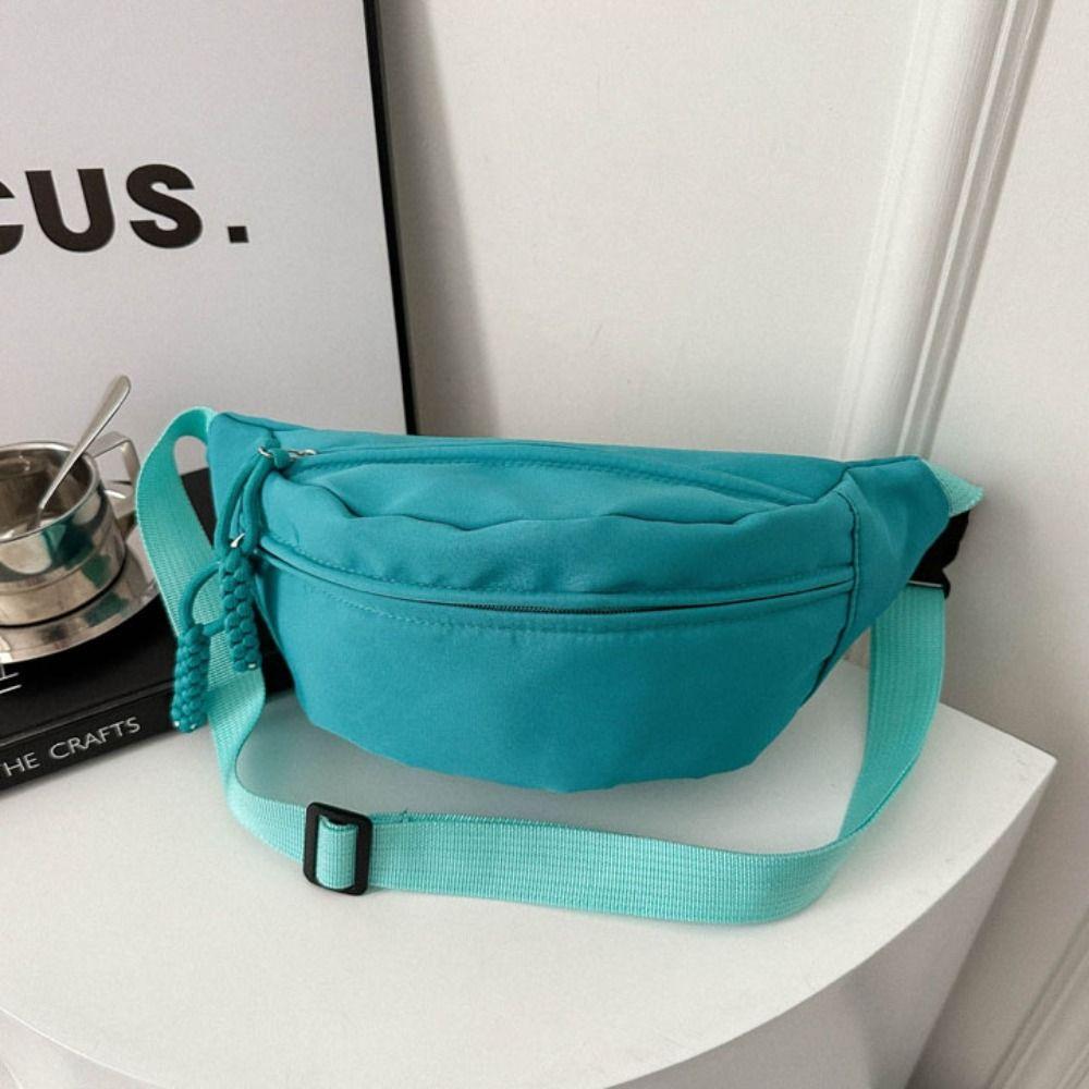 

Нейлоновая сумка кроссбоди в корейском стиле, поясная сумка на молнии, элегантная холщовая нагрудная сумка, для улицы озеро синий