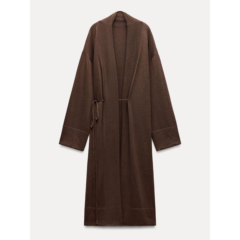 

Za2024 Fall New Women s Clothing Elegant Plain Stitch Long Sleeves Thin Needle Lapel Long Casual Outwear 2893180 Brown L