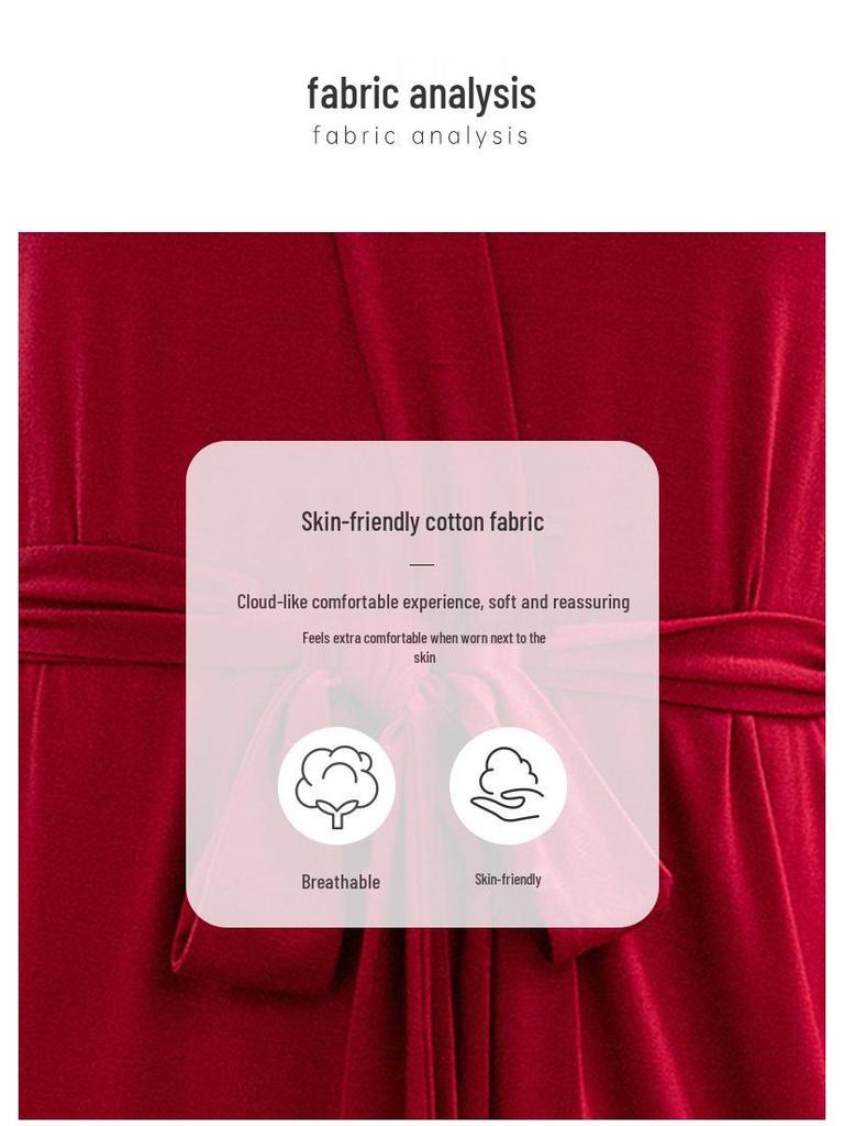 Plus Size Modal Cotton Lace Sleepwear - Women's Solid Color Loose Nightgown/Bathrobe