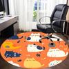1 Stück Katzenmuster Büro Runder Teppich, Unter Bürostühlen Schlafzimmer Wohnzimmer Heimdekoration, Zimmer Deko