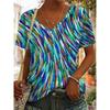 Women's T Shirt Graphic Basic Short Sleeve V Neck Regular Tops Daily Weekend Print Red Blue Green