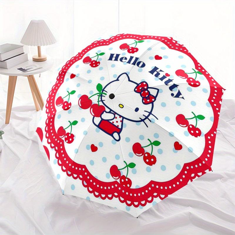 1pc Hello Kitty Cherry Theme Umbrella with Plastic Handle,Suitable for All Seasons Home Travel Outdoor UmbrellaSanlio571