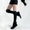 Slightly Flared High-top Sock Knit with An Atmosphere, Creamy White for Slimming, Versatile Leg Covers, Solid Color Over-the-knee Socks