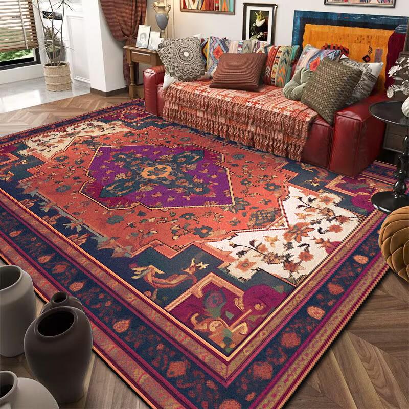 

Retro Red Persian Carpet Abstract Ornament Rug Turkish Rugs Oriental Bohemian Rug for Living Room Bedroom Non Slip Floor Mat 60x90cm