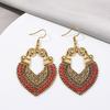 Bohemian Vintage Fashion Rope Wrap Earrings For Women Carved Hollow Geometric Drop Dangle India Earrings Boho Jewelry Wholesale