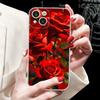 Red Roses Flowers Phone Case Silicone Soft For Iphone 16 15 14 13 12 11 Pro Mini XS MAX Plus X Cover