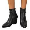 Autumn Early Winter Shoes Women Ankle Boots Pointed Toe Modern Ladies High Heels Boots Black Shoes Square Heel 8cm D215