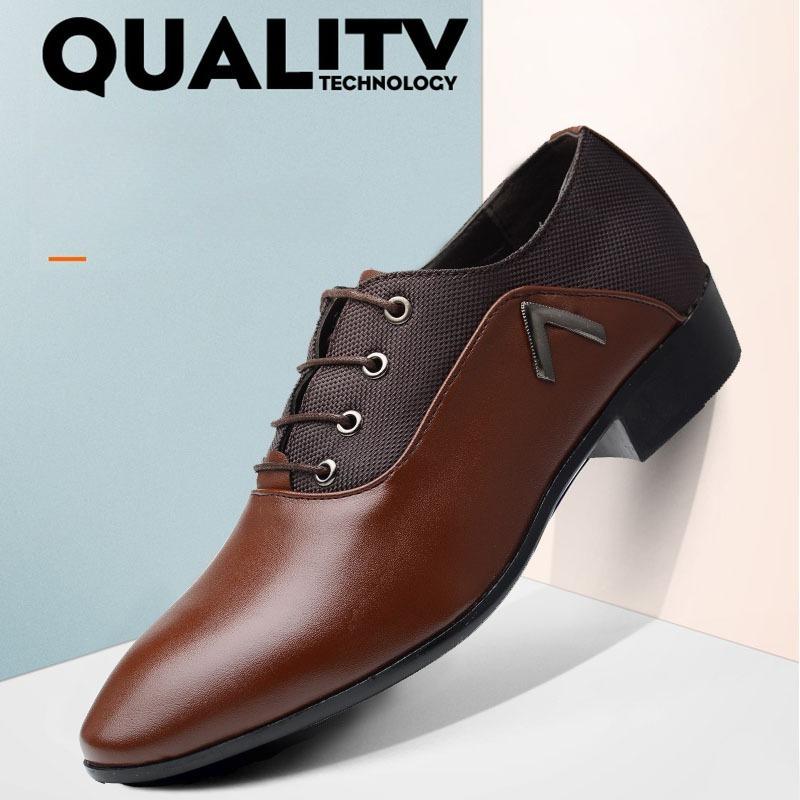 Brand Men's Shoes Business Dress Leather Shoes Fashion Pointed Brethable Male Formal Oxford Wedding Shoes Soft Big Size 38-48