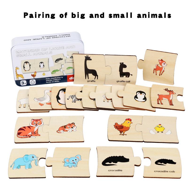 Wooden Puzzle Educational With Numbers And Animal Food Matching For Kids