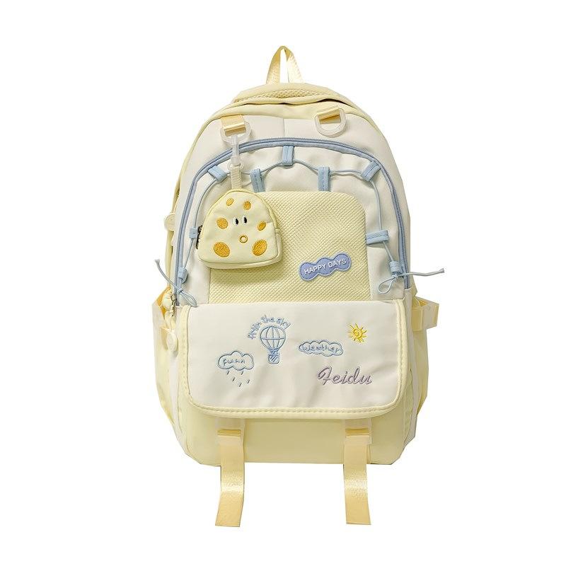 Cute versatile contrasting colors, high value new backpack, large capacity college backpack, female high school schoolbag