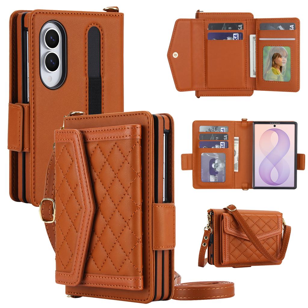 Crossbody Multi-Kartensteckplatz Geldbörse Klapp-Lederhülle für Samsung Galaxy Z Fold8 Fold 8 Breite Stifthalterungen Stoßfest Ständer RFID-Abdeckung