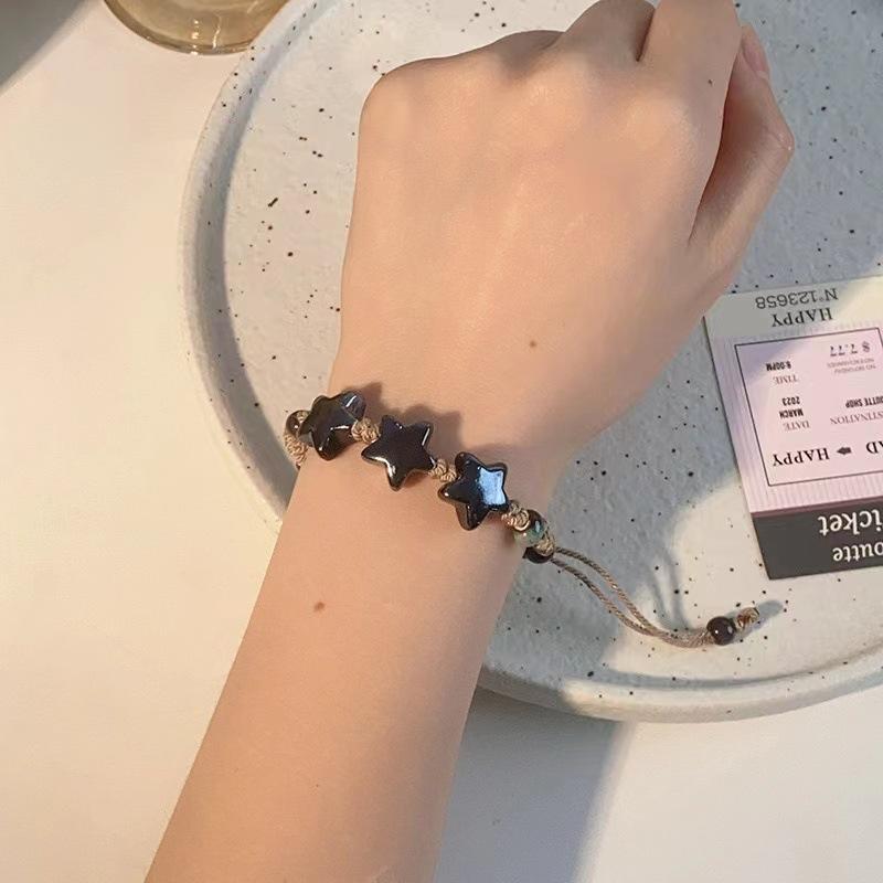 

Стиль Ручная работа Этнический Браслет Звезда Геометрический Дофаминовые бусины Унисекс Украшения на запястье Dopamine Black