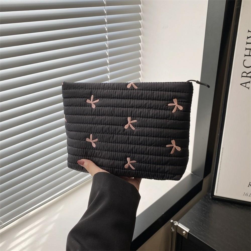 Multi-functional Bow Cosmetic Bag Embroidery Sanitary Napkin Storage Bag Sweet Toiletry Bag  Women