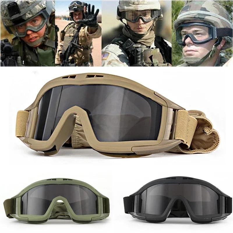 Neue Airsoft Taktische Brille 3 Gläser Winddicht Staubdicht Schießen Motocross Motorrad Bergsteigen Brille CS Sicherer Schutz