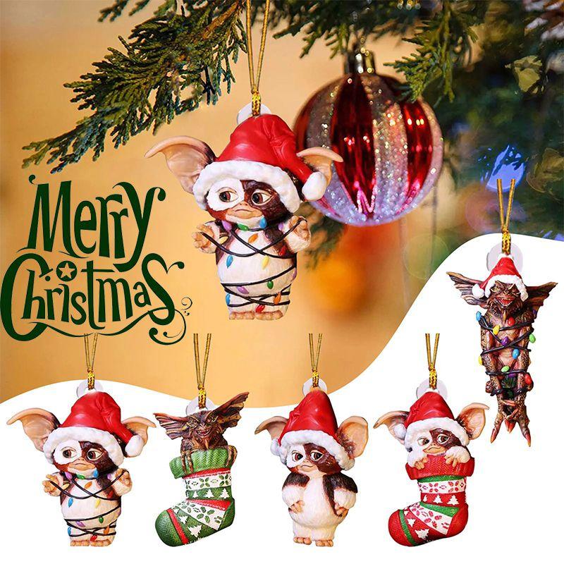 Gizmo Christmas Gremlins Fairy Acrylic Santa Hat Pendant Xmas Tree Hanging Decor