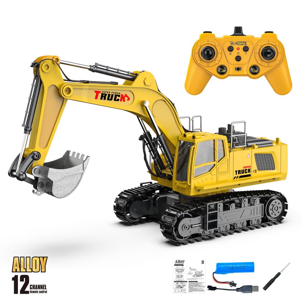 1/18 Rc Spray Excavator Truck Alloy 17Ch Engineering Vehicle Sound Lighting 680 Degree Rotation Car Kids Toys Boy Birthday Gift