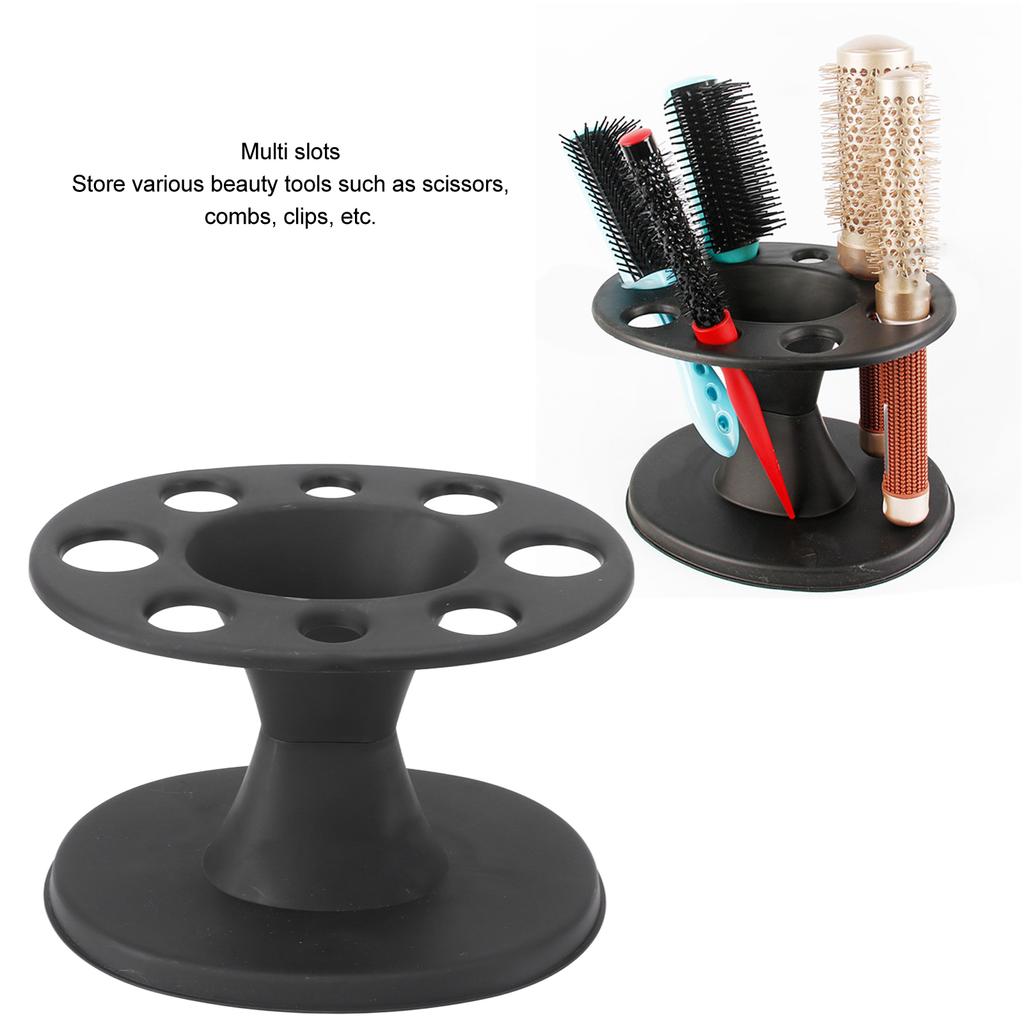 Professional Salon Combs Storage Stand Multi Slots Round Shaped Clips Shear Holder Rack Black