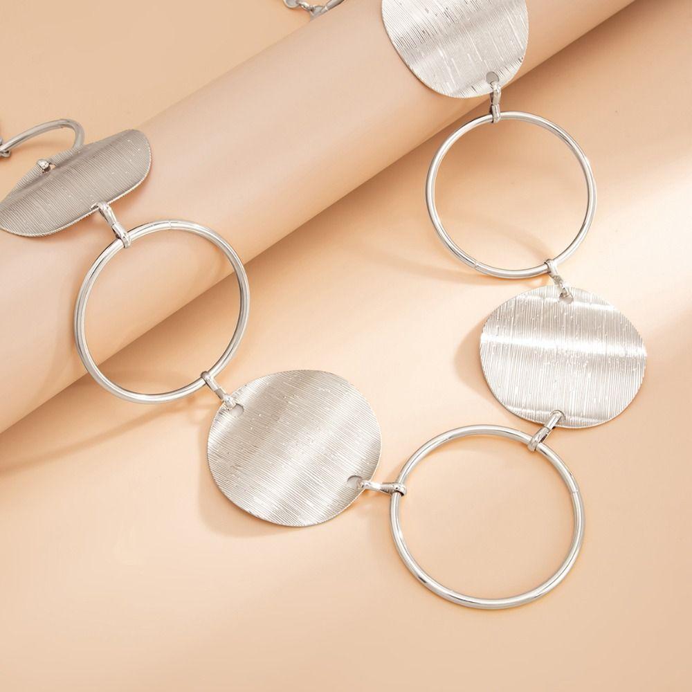 Chaîne de taille ronde argentée Chaîne de ventre ovale couleur or Chaîne de taille métallique créative Filles