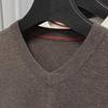 Men's Trendy Solid Color V-Neck Wool Sweater for Autumn/Winter - Base Layer Casual Knit Pullover