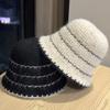 Korean-style autumn and winter fisherman hat for women, new versatile color-blocking design, makes the face look smaller, knitted bucket hat,
