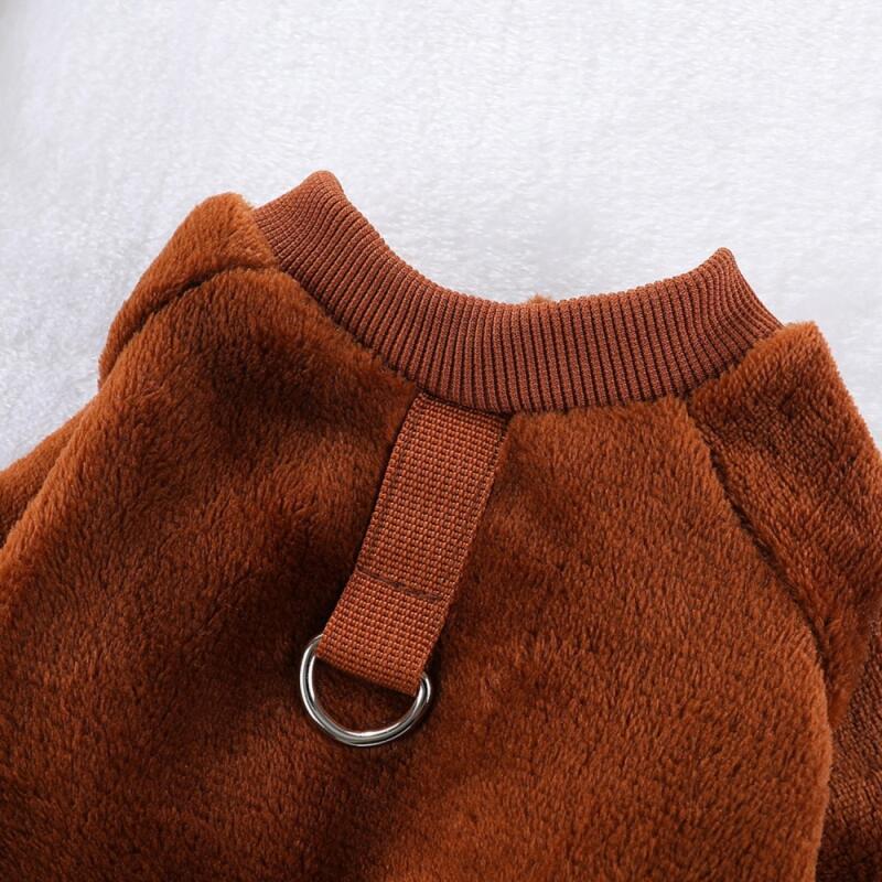 Pet Warm Fleece Clothes Four Legged Outfit for Dogs and Cats Winter Thickened Cozy Clothing with Leash Attachment Hoodless Cold Weather Protection