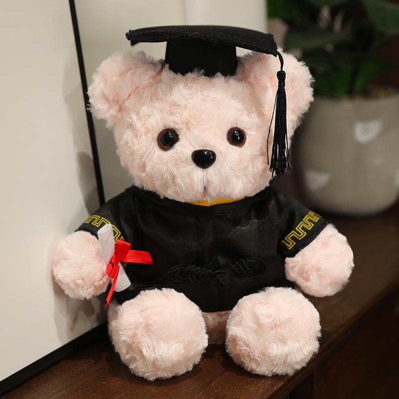 25cm Kawaii Doctor Panda Plush Toys Kawaii Panda Bears with Doctorial Hat Plushie Doll Stuffed Animal Toy Kids Graduation Gift