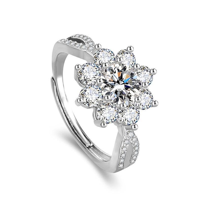 European & American Sunflower Moissanite Ring - Simulated Diamond Flower Accessory