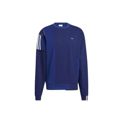 Originálne mikina s logom Trefoil, pruhmi, okrúhlym výstrihom a dlhým rukávom, pánske topy, modrá HH9964