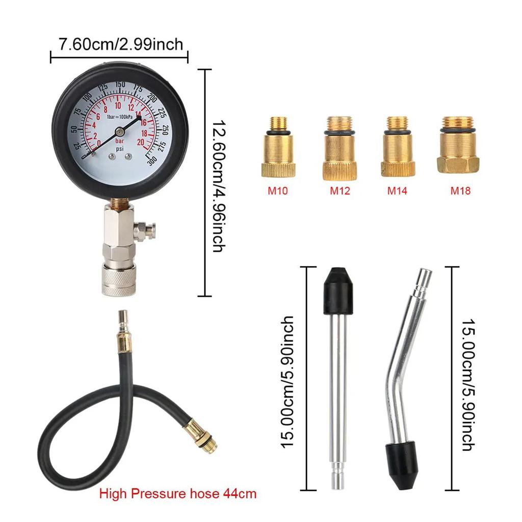 Pressure Gauge Gasoline Engine Compression Tester Automotive Workshop Tools Mechanical Inspection Garage Tool Car Verification