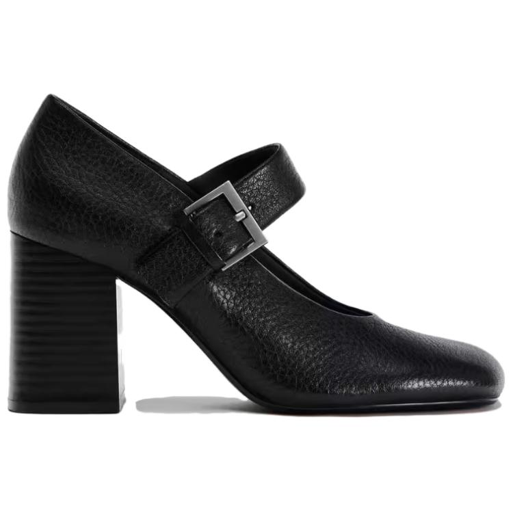Zara Simple Versatile Chunky Heeled Shoes 8cm Women Heels Black 11229410