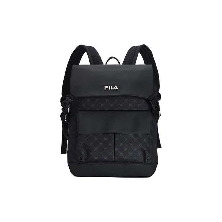 FILA Black Warrior Classic Floral Casual Commuter Large Capacity Fabric Backpack Men backpack F13M328104F-BK Black