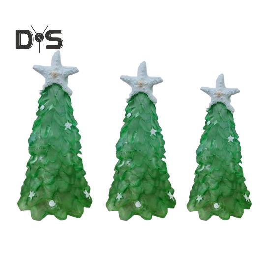 Seaglass Christmas Tree Decoration Blue Green Sea Glass Starfish Shell Ocean-themed Xmas Tree Figurine Holiday Resin Tree Desktop Ornament