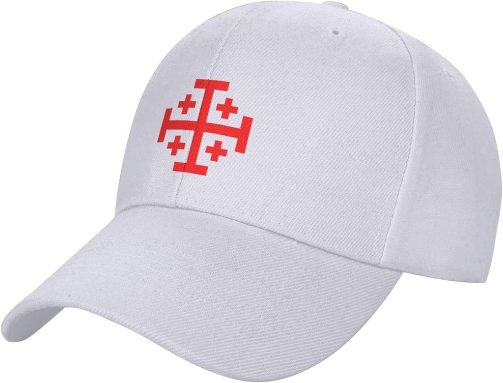 Jerusalem Cross Crusader Adjustable Baseball Cap Casual Cotton Dad Hat for Adults