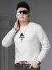 European Style High-End Printed Men's Sweatshirt 2025 Autumn New Trendy Round Neck Long-Sleeve Top Base Shirt for Men
