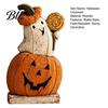 Gift for Halloween Enthusiasts Pumpkin Ghost Wooden Figurine, Vintage Tabletop Decor, Jack O Lantern Window Sill Ornaments Statue with Stable