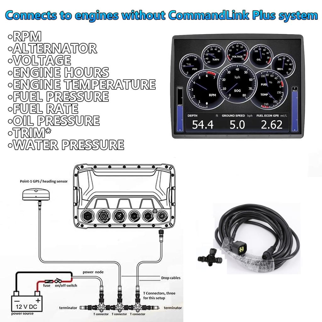 PLOSON Engine Interface Cable NMEA2000 Network Connection with T-Connector Compatible with Yamaha Outboard Engine 2006-2023