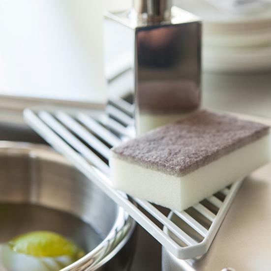 Yousheng Triangle Sink Drain Rack Carbon Steel Corner Drying Holder Sponge Rag Organizer Over The Sink Drainer for Kitchen Cafe Restaurant Bakery Home