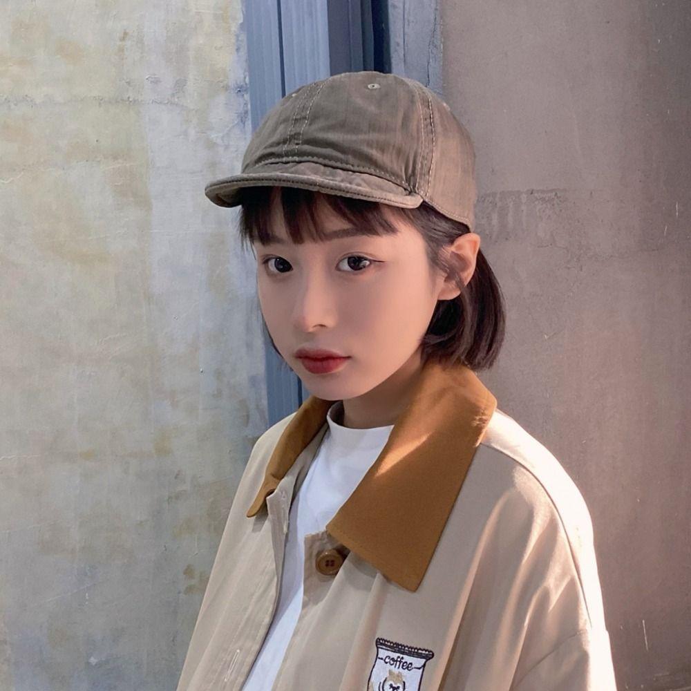 Adjustable Peaked Cap Short Brim Snapback Cap Fashion Baseball Hat  for Men Women
