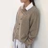 Women's  Buttoned Irregular Sweater Cardigan Round Neck Knitted Kacket