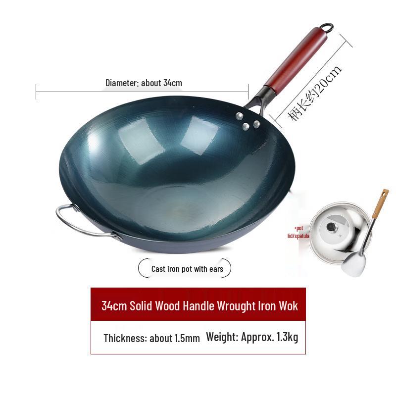 Forged Iron Round-Bottom Wok Set