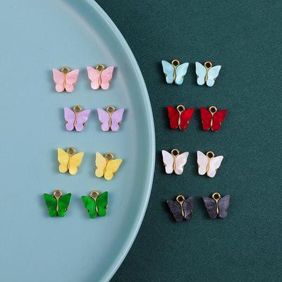 10Pcs Trendy Schmetterling Acryl Charms Anhänger Für Frauen Kinder Halskette Armband DIY Schmuck Machen Zubehör