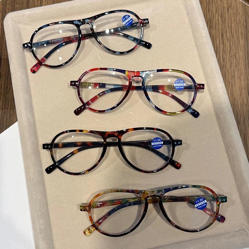 2025 New Fashionable Toad Shaped Women's Reading Glasses Retro Neutral High Quality Color Frame Anti Blue Light Glasses