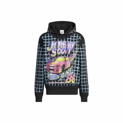 adidas Originals Plaid Letter Logo Print Sports Hoodie for Men, Black