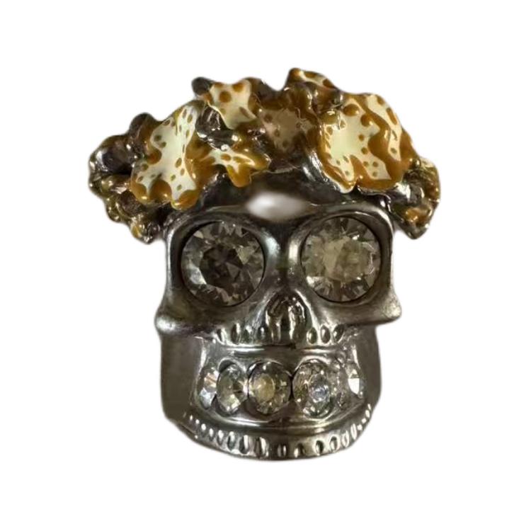 Alexander McQueen Skull Pattern Brass Ring Unisex rings Silver 3355641I12HO775 11,Silver