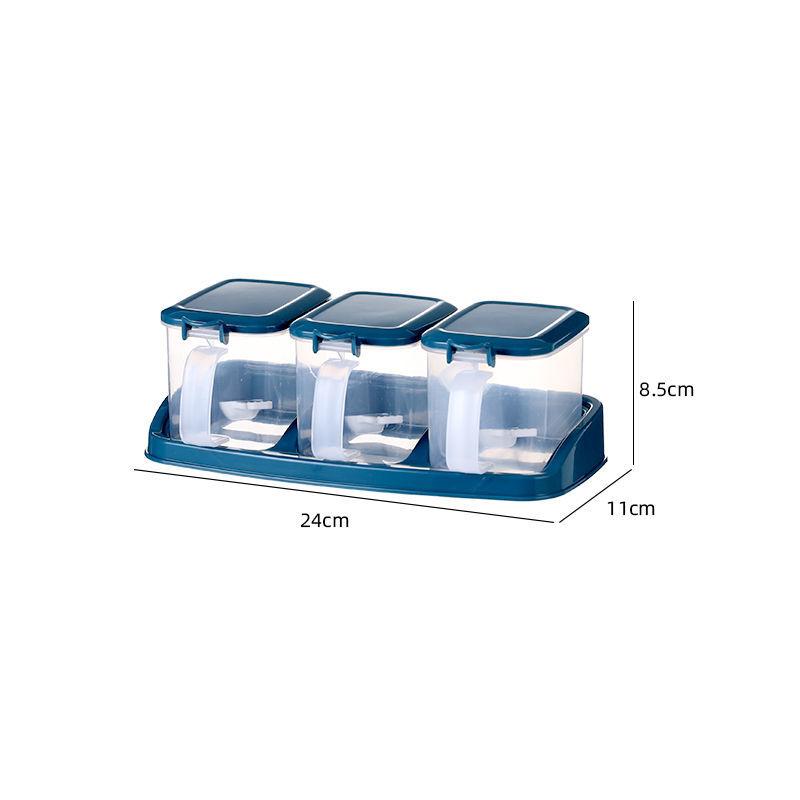 Household Plastic Condiment Box with Lid Moisture Proof Kitchen Portable Seasoning Storage Rack Spice Organizer Transparent Jar