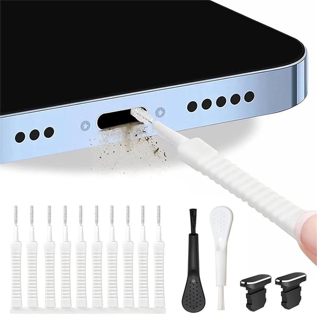 Portable Phone Cleaner, Cleaning Kit for USB-C Ports, Ports and Speakers, 12 Anti-Dust Brushes and Foam Tips