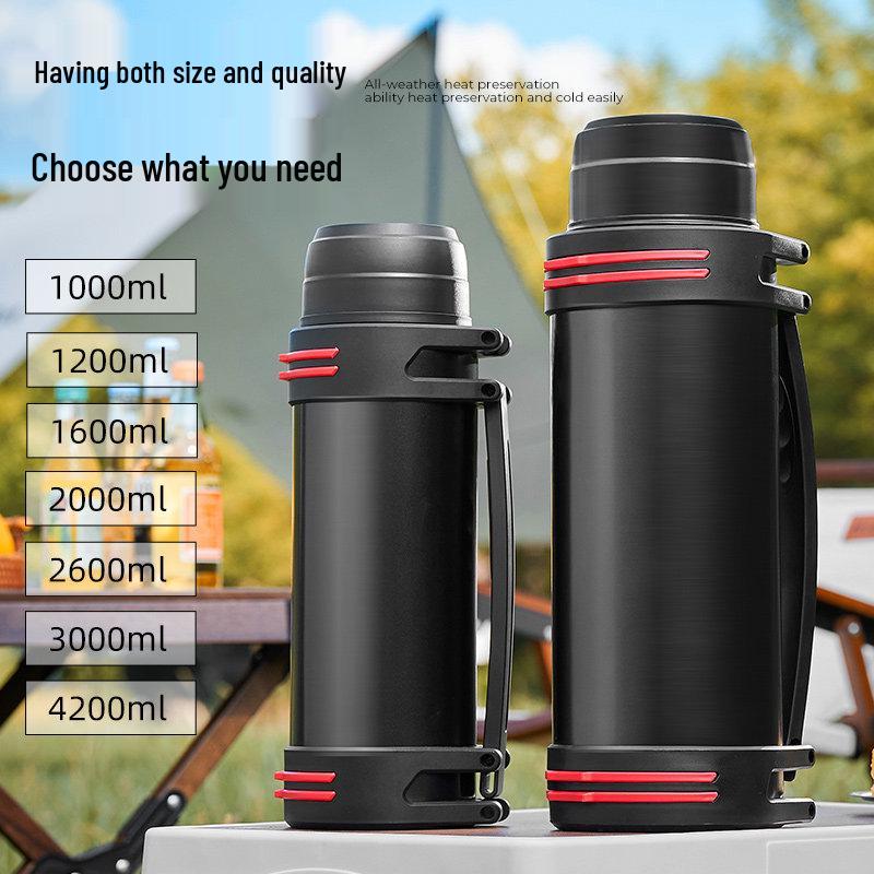 Stainless Steel Outdoor Thermos Bottle with Strap - Large Capacity, Portable, Insulated for Sports & Climbing