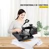 Heat Press 5 in 1 Heat Press Machine 38x30cm T-shirt Press Mug Printing Machine Multifuctional Heat Transfer Machine for T-shirt Mug Hat Plate