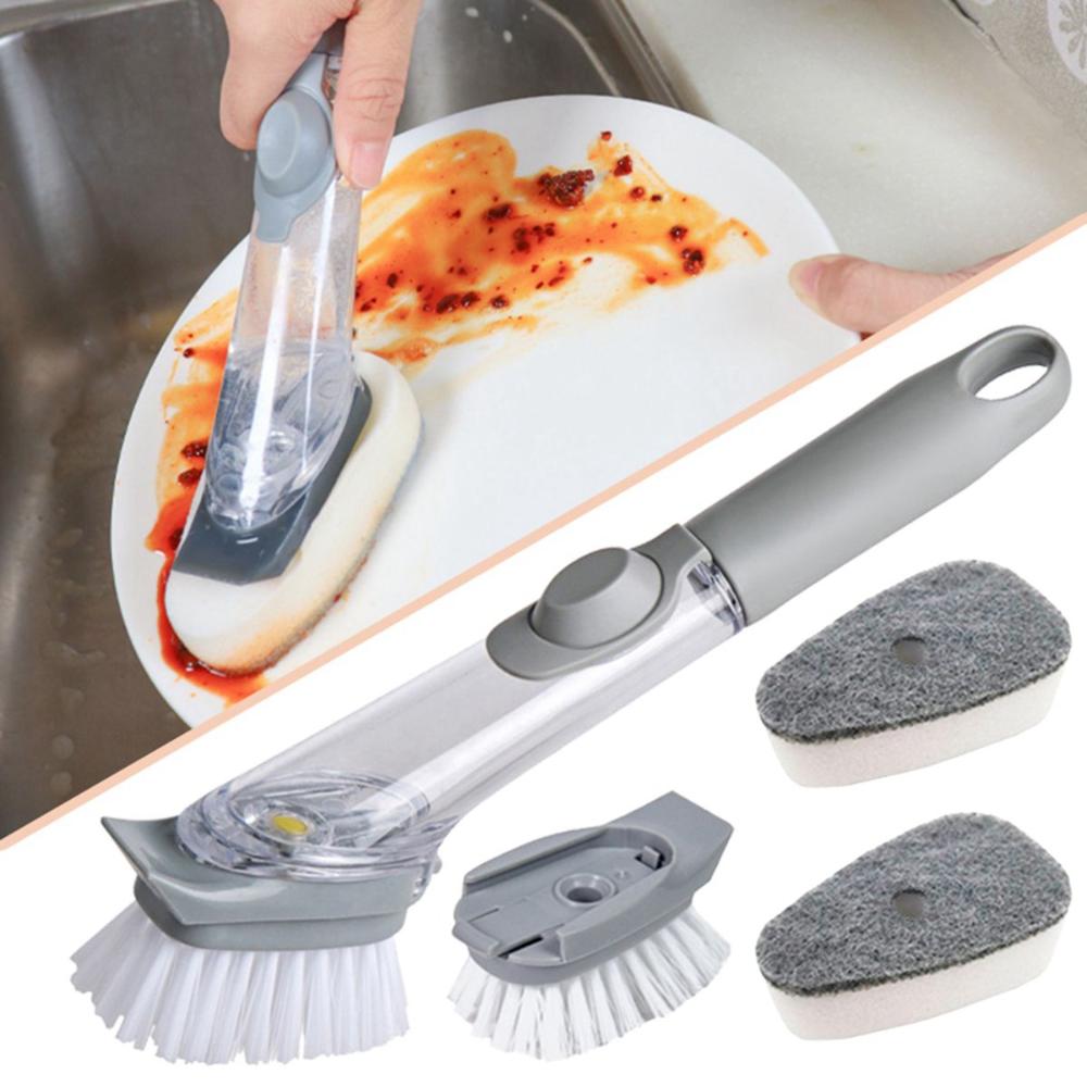 Kitchen Refillable Dishwashing Multifunctional Dish Scrubber Brush Scrub Cleaner Sponge